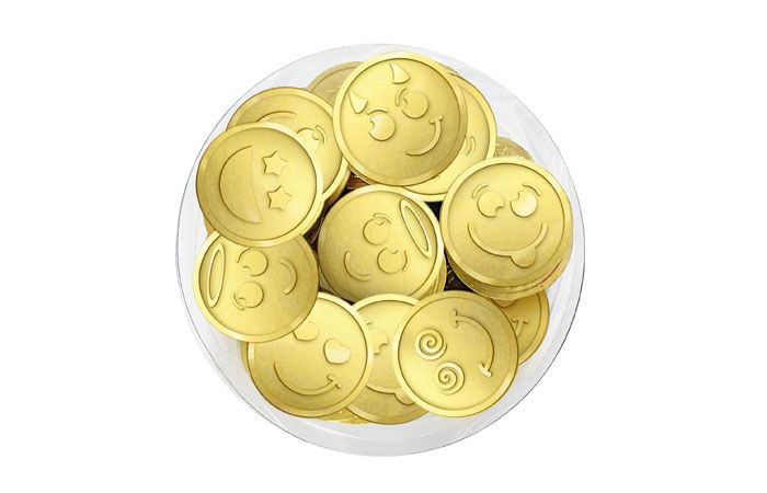 Шоколадная монета «Смайлики» 6г  [молочный, золото] - фото