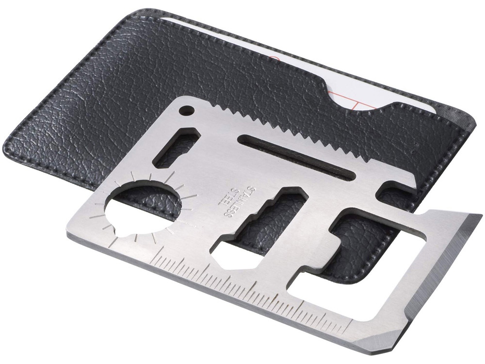 Инструмент многофункциональный в форме карты в чехле - фото