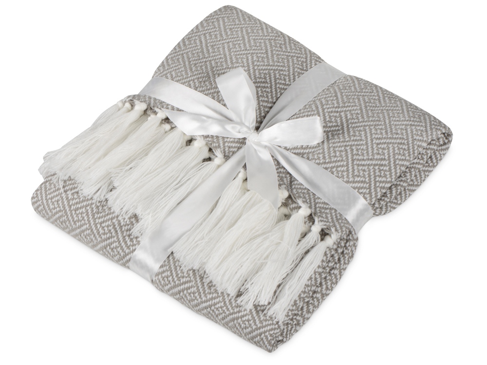 Плед акриловый с белой бахромой «Tassel» - фото