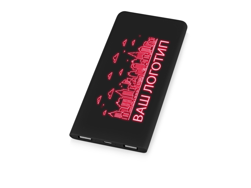 Портативное зарядное устройство с подсветкой логотипа «Faros», soft-touch, 4000 mAh - фото